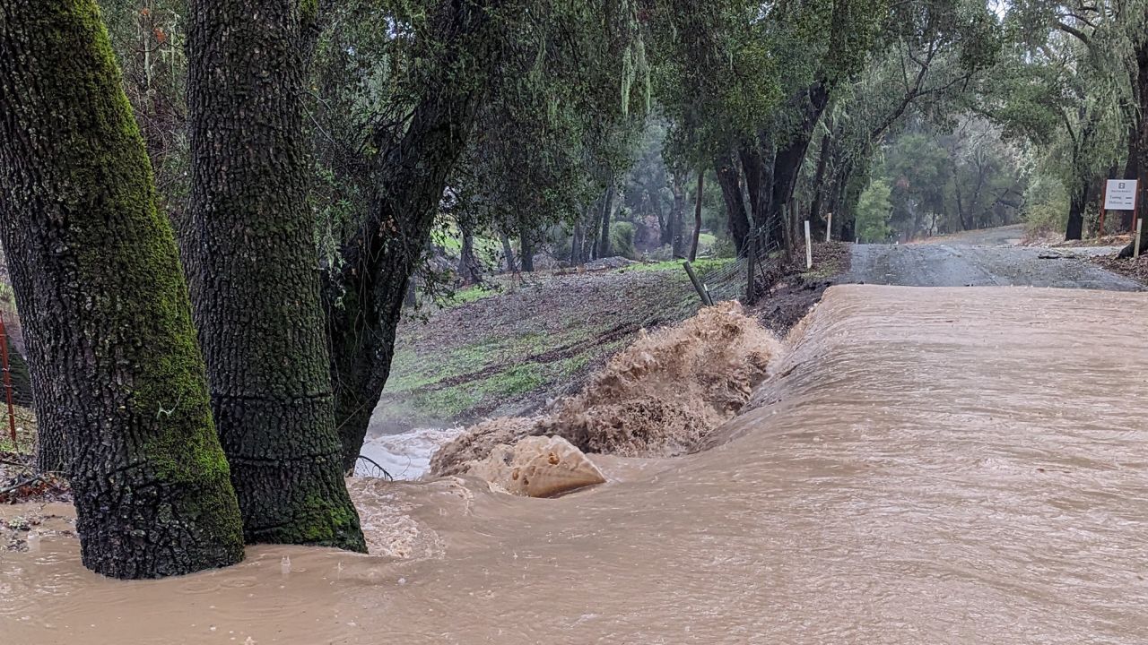 Spillover on Adelaida Road in Paso Robles, CA, on January 9.