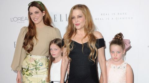 Riley Keough and Lisa Marie Presley with twins Harper and Finley Lockwood in 2017.