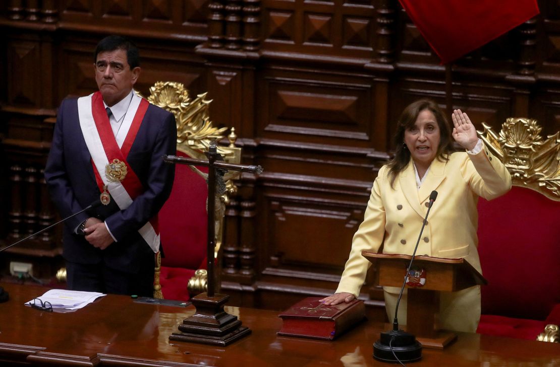 Boluarteattends her swearing-in ceremony in Lima, Peru on December 7.