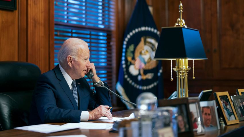 FILE - In this file provided by The White House, President Joe Biden speaks with Russian President Vladimir Putin by phone from his private residence in Wilmington, Del., Dec.  30, 2021. Biden admitted on Thursday that the document contained classified information.  from his time as vice president was found in him 