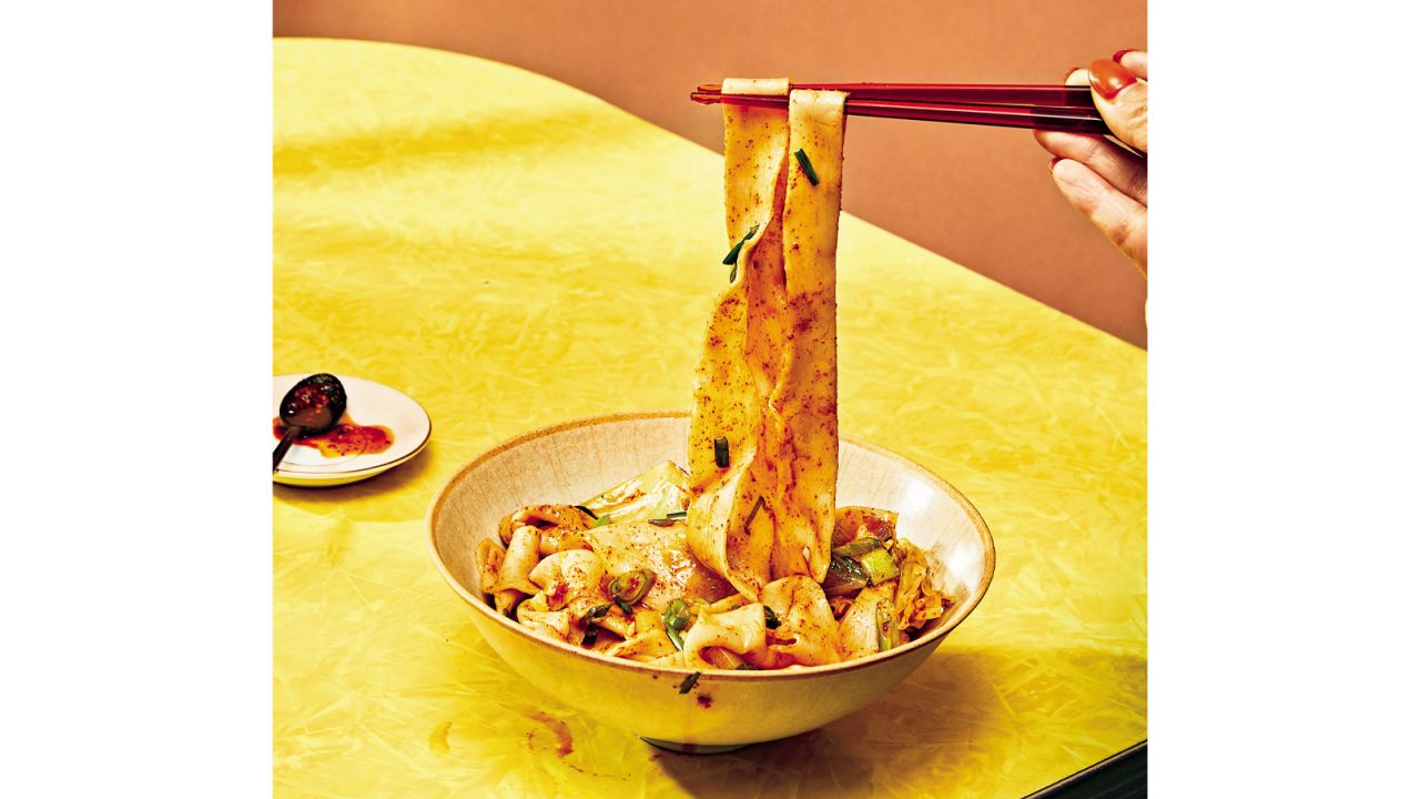 <strong>Biang biang noodles: </strong>Xi'an Famous Foods -- a  New York City restaurant -- is known for its super long biang biang longevity noodles. The restaurant's Spicy Hot-Oil Seared Hand-Ripped Noodles, pictured, are a popular item.