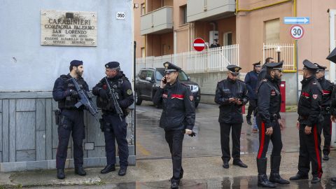 Sede da polícia de San Lorenzo Carabinieri em Palermo, para onde Messina Denaro foi levado após sua prisão 