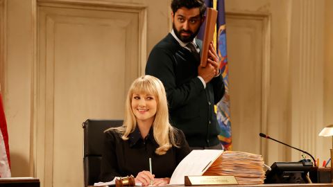 Melissa Rauch and Kapil Talwalkar in NBC's revival of "Night Court."
