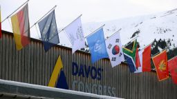 DAVOS, SWITZERLAND - JANUARY 16: A view of country flags as 53rd World Economic Forum (WEF), also known as Davos Summit starts in Davos, Switzerland on January 16, 2023. More than 2,700 leaders from 130 countries will attend this year's summit that will last until January 20. (Photo by Dursun Aydemir/Anadolu Agency via Getty Images)