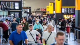 Mandatory Credit: Photo by Marcin Nowak/Shutterstock (13068951c)Long queues of passengers are seen at Terminal 2 Heathrow Airport in west London as the summer holiday getaway continues.Heathrow Airport, London, United Kingdon - 05 Aug 2022