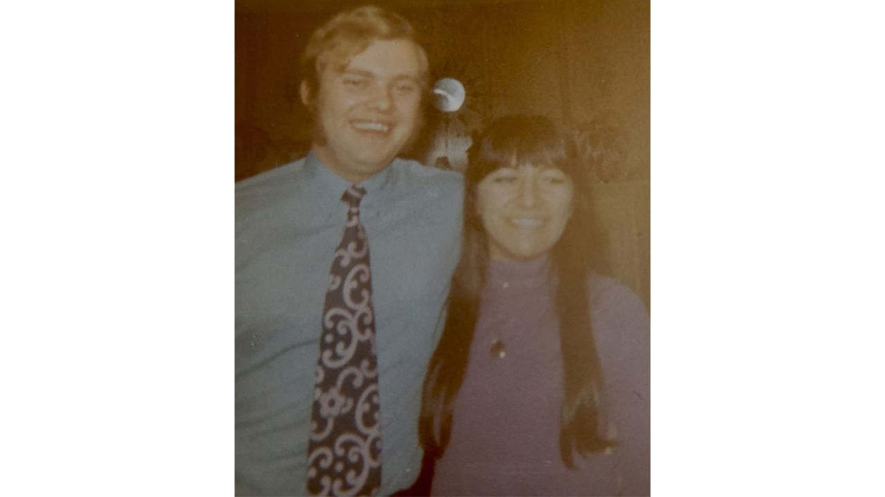 <strong>Engagement party:</strong> When Chris planned a visit to the US that December 1971. Carolyn had a "little feeling" he might propose. She was right -- here's Chris and Carolyn at their engagement party.