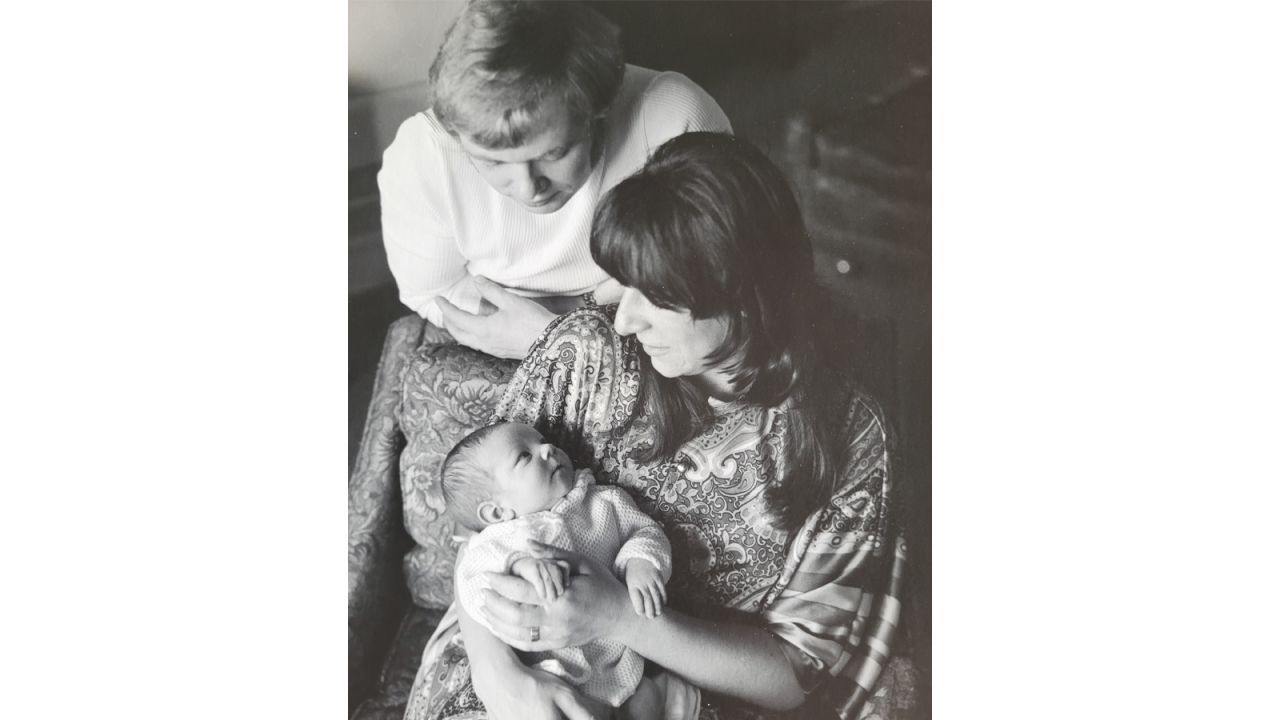 <strong>New chapter:</strong> After the wedding, Carolyn and Chris settled into life together in Oakland, California. Here's the couple with their first born in 1974.