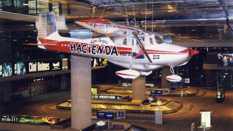 <strong>Howard W. Cannon Aviation Museum: </strong>The Hacienda Cessna now hangs above baggage claim at Harry Reid International Airport in Las Vegas. Find out more about the museum <a href="index.php?page=&url=https%3A%2F%2Fwww.harryreidairport.com%2FMuseum" target="_blank" target="_blank">here</a>. <br />