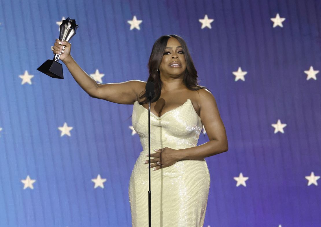 Niecy Nash-Betts accepts the best supporting actress in a limited series award at the Critics' Choice Awards on Jan. 15.