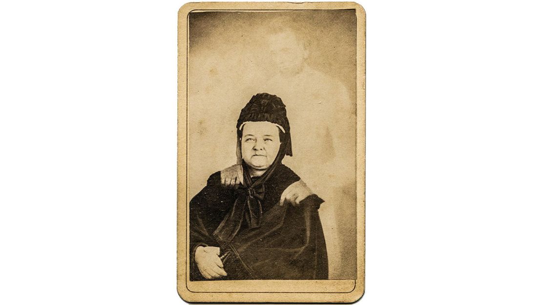 Mumler's portrait of Mary Todd Lincoln shows an apparition-like image of former US President Abraham Lincoln behind her.