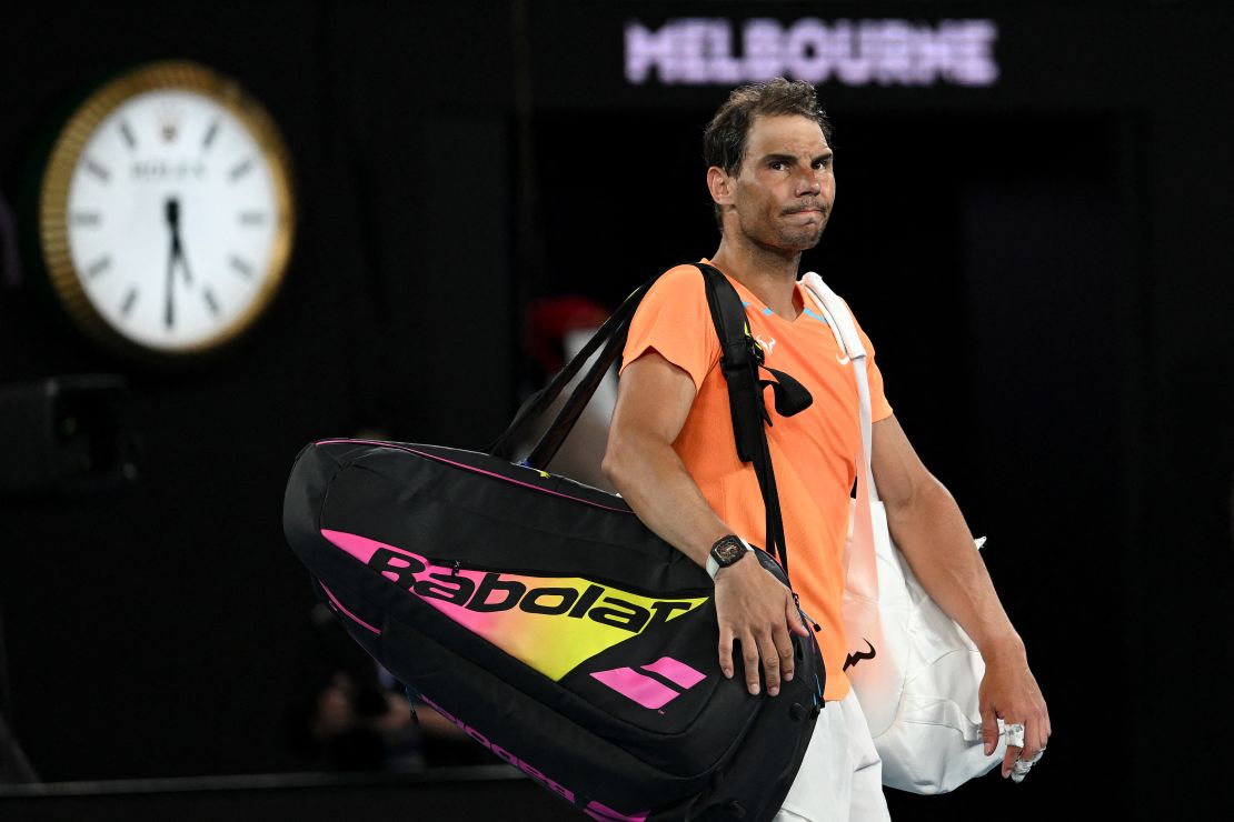 Nadal leaves the court after his second-round defeat at the Australian Open. 