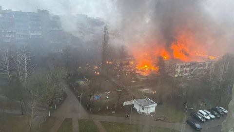 An aerial view of the crash which killed everyone onboard the helicopter and more on the ground.