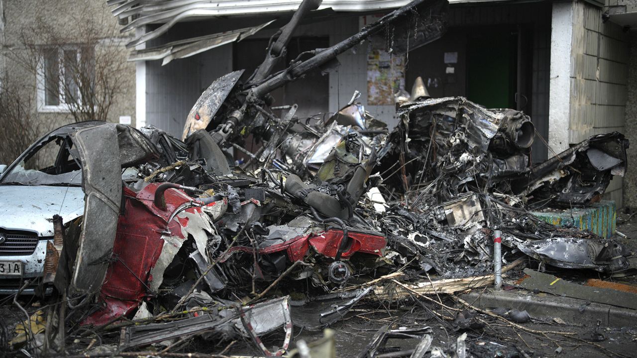 The crash took place on Wednesday morning in the city of Brovary, in the Kyiv region.