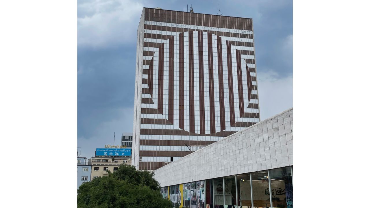 <strong>Hotel Kyjev:</strong> This 1970s-built hotel no longer receives guests, but it got a new lease of life when it was repainted during the Bratislava Street Art Festival in 2018. 