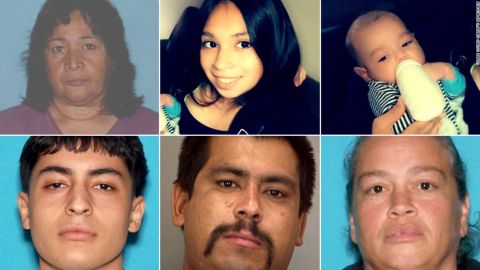 Victims in the attack were identified, from left to right, as Rosa Parraz, 72; Elyssa Parraz, 16; Nycholas Parraz, 10 months; Marcos Parraz, 19; Eladio Parraz Jr., 52; Jennifer Analla 50.