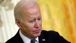 WASHINGTON, DC - DECEMBER 01: U.S. President Joe Biden answers a question during a joint press conference with French President Emmanuel Macron at the White House during an official state visit on December 01, 2022 in Washington, DC. President Biden is welcoming Macron for the first official state visit of the Biden administration. (Photo by Kevin Dietsch/Getty Images)