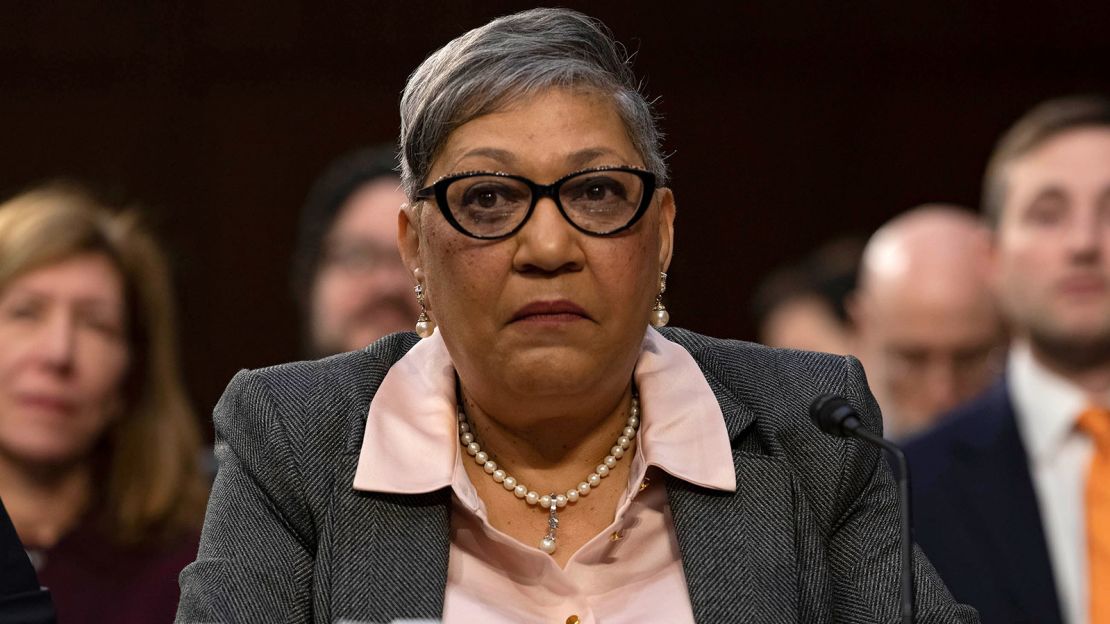 The Rev. Sharon Risher prepares to testify in 2019 before the Senate Judiciary Committee.