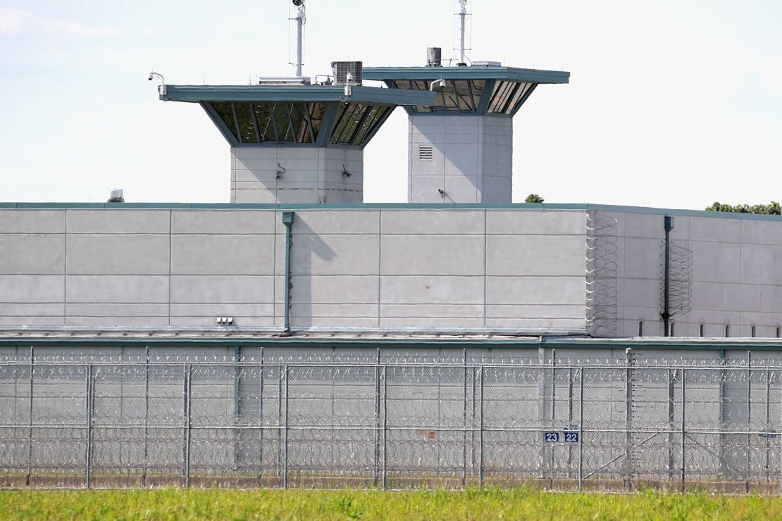 Guard towers rise above the grounds of the Federal Correctional Complex in Terre Haute.