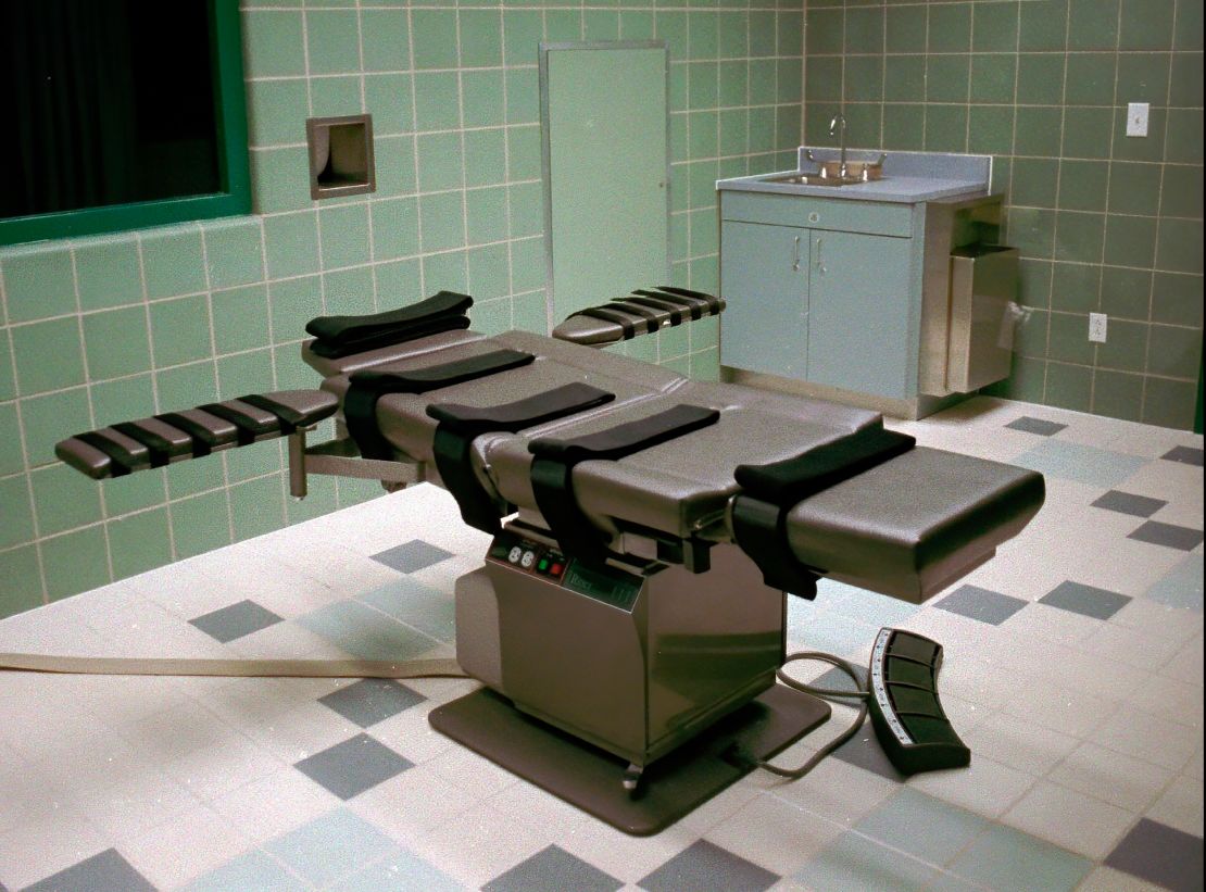 The execution chamber in the US Penitentiary at Terre Haute, Indiana, is seen in 1995.