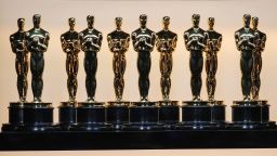 Oscar statuettes sit on display backstage during the show at the 94th Academy Awards at the Dolby Theatre at Ovation Hollywood on Sunday, March 27, 2022.  
