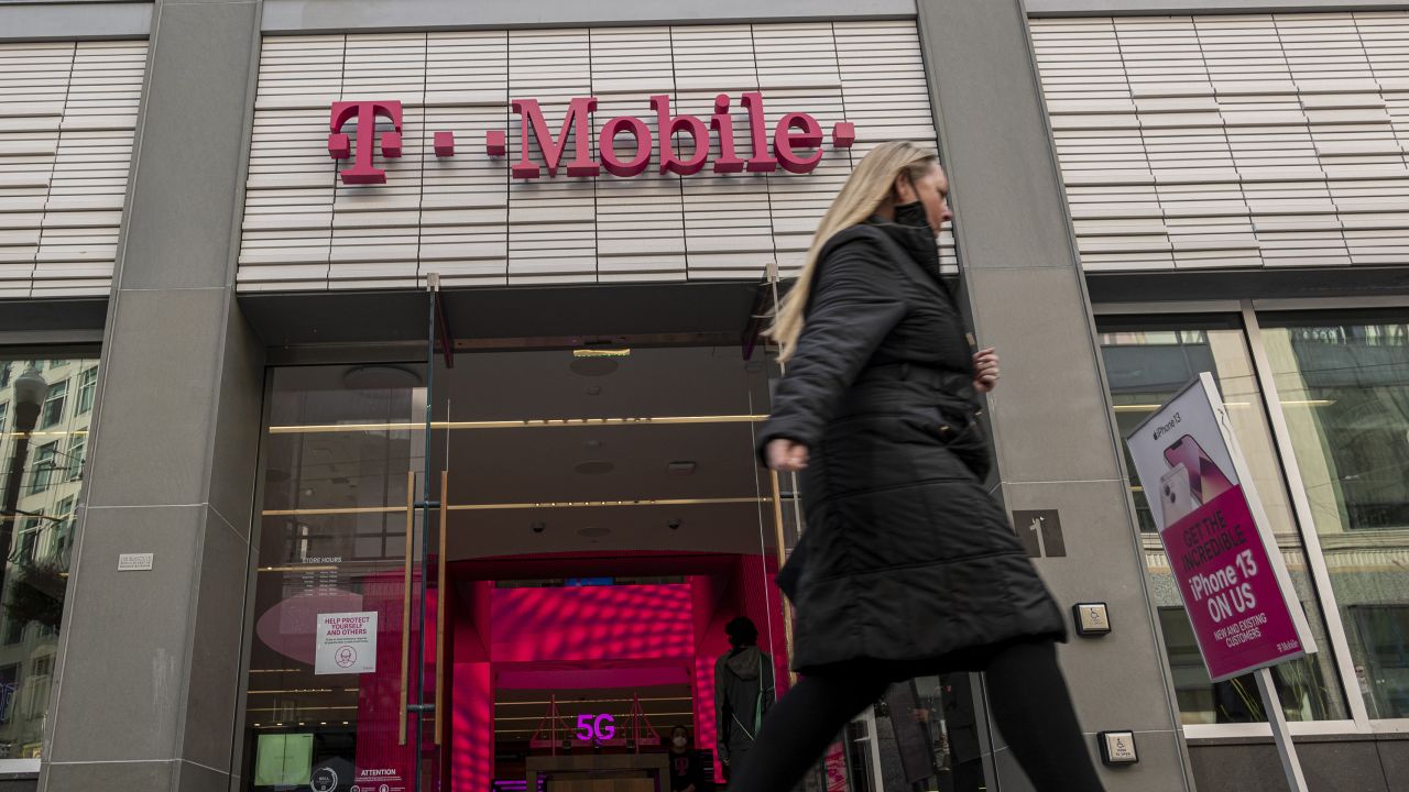 A T-Mobile store in San Francisco, California, U.S., on Monday Jan. 31, 2022. T-Mobile US Inc. is scheduled to release earnings figures on Feb. 2. 