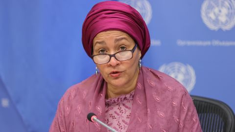 VN-adjunct-secretaris-generaal Amina Mohammed, gefotografeerd in New York in april 2022, 