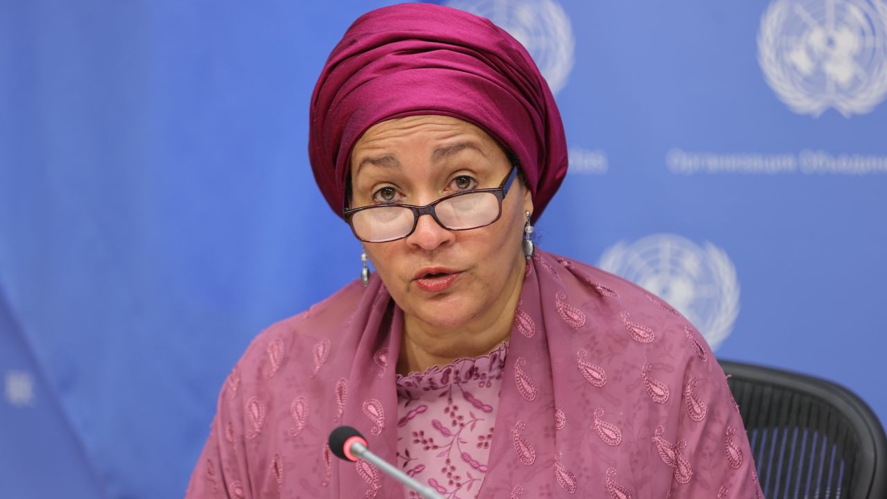 UN Deputy Secretary-General Amina Mohammed, pictured in New York in April 2022, "stressed the need to uphold human rights, especially for women and girls" in Afghanistan.