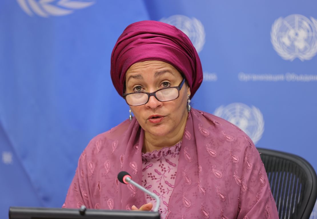 UN Deputy Secretary-General Amina Mohammed, pictured in New York in April 2022, "stressed the need to uphold human rights, especially for women and girls" in Afghanistan.