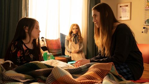 Gemma, played by Allison Williams (right), gifted her grieving niece a M3GAN doll to help fill the girl's emotional needs. 