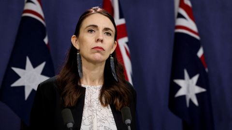 FILE PHOTO: New Zealand Prime Minister Jacinda Ardern addresses members of the media during a joint news conference hosted with Australian Prime Minister Anthony Albanese, following their annual Leaders' Meeting, at the Commonwealth Parliamentary Offices in Sydney, Australia, July 8, 2022. REUTERS/Loren Elliott/File Photo