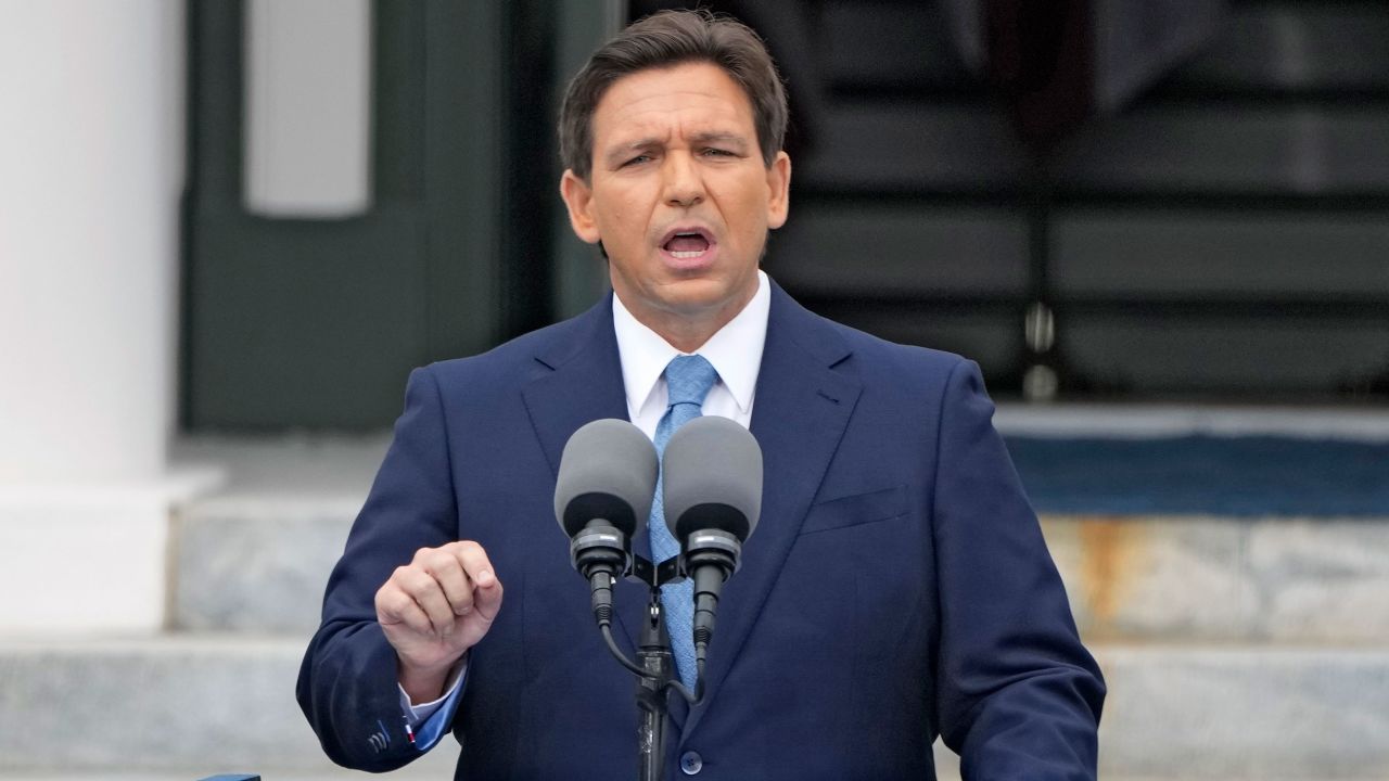 Florida Gov. Ron DeSantis speaks after being sworn in to begin his second term on Jan. 3, 2023, in Tallahassee, Florida.