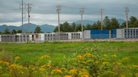 A crypto mine sits in a field along a rural road in Murphy, North Carolina.