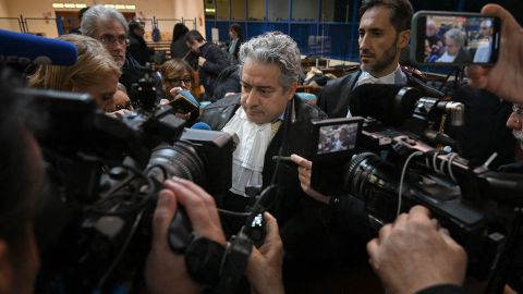 Italian Prosecutor General Antonino Patti, center, speaks to the media at a special bunker court in Caltanissetta, Sicily, on January 19, 2023, where a trial hearing for Matteo Messina Denaro was held.