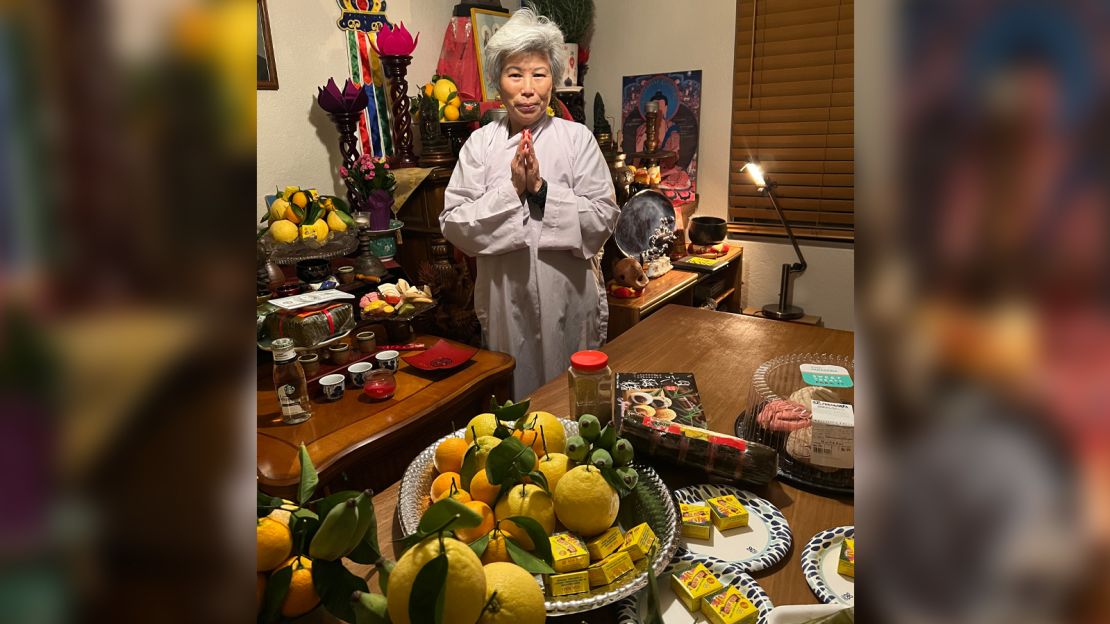 Le Ly Hayslip honors her ancestors as part of Tết at her home in San Diego.