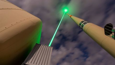 The laser was focused above a 124-meter-high (406.8-foot) transmitter tower belonging to Swisscom, which has a traditional lightning rod attached to it.