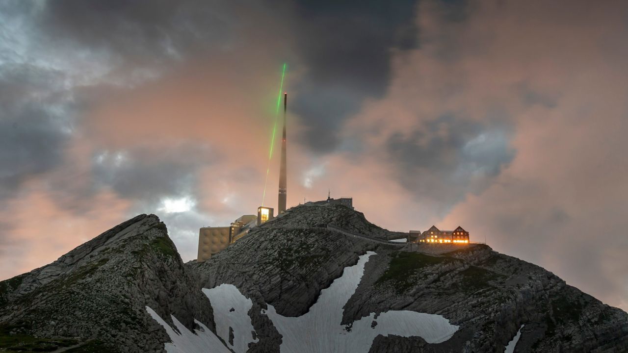 The Laser Lightning Rod was installed on the summit of Mount Säntis in Switzerland and activated from June to September 2021. 