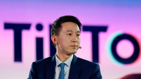 Shou Zi Chew, chief executive officer of TikTok Inc., speaks during the Bloomberg New Economy Forum in Singapore, on Wednesday, Nov. 16, 2022. 
