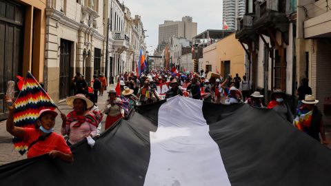 Protesters are seen in Lima on Thursday.