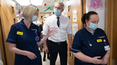 Health Secretary Steve Barclay on a visit to King's College University Hospital in London.