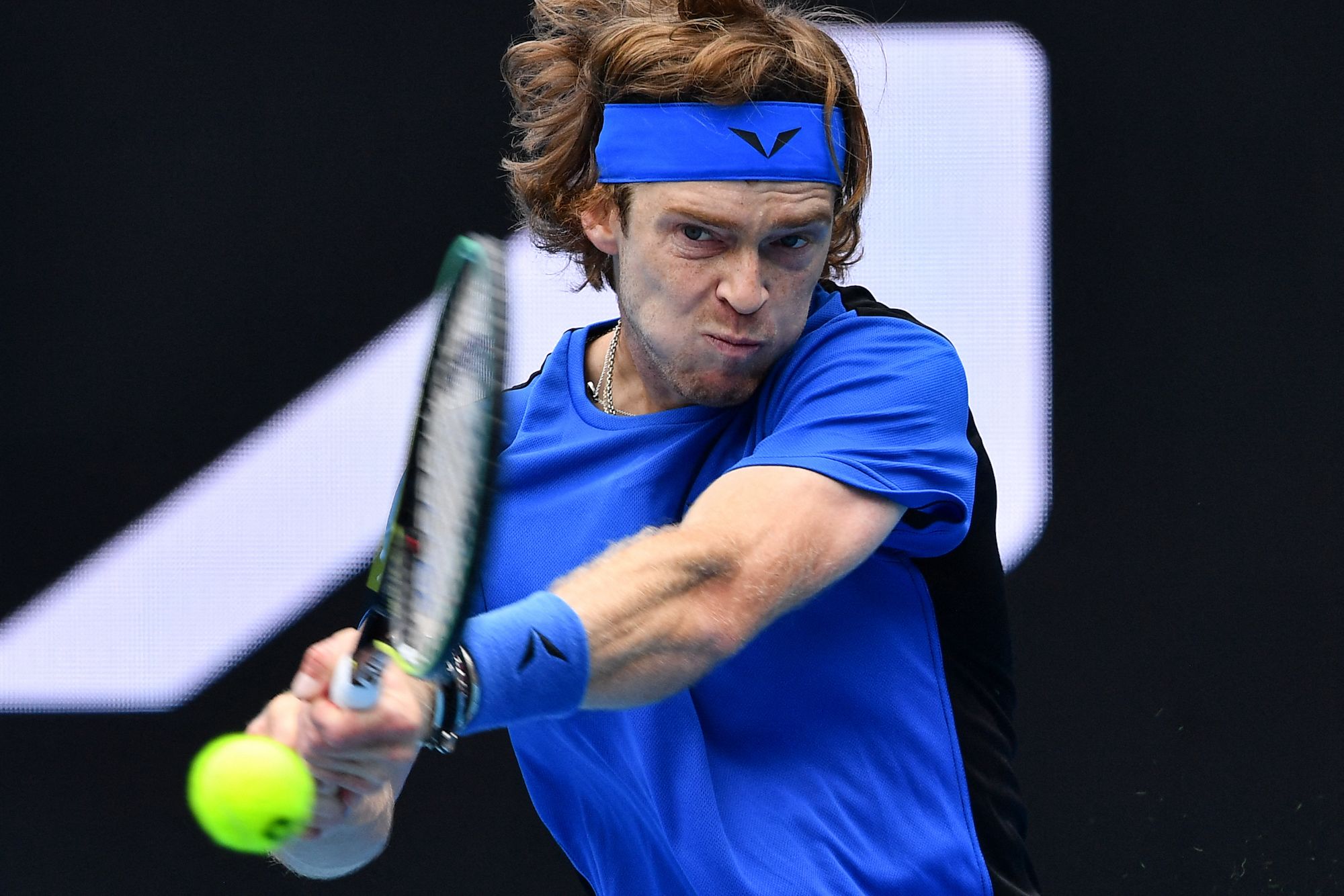 Russia's Andrey Rublev writes 'No war please' at Dubai Open