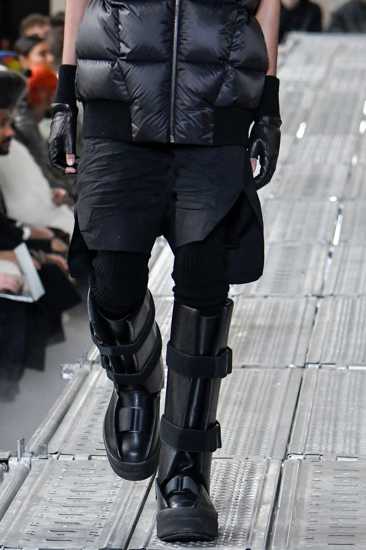 Rick Owens took chunky boots to the extreme at his menswear show.