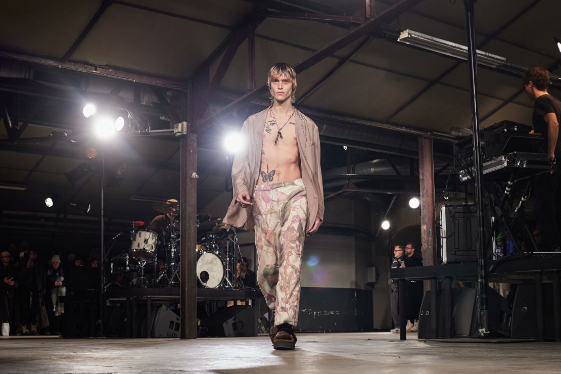 A drum performance by Belgium duo Lander & Adriaan scored the Dries Van Noten show.