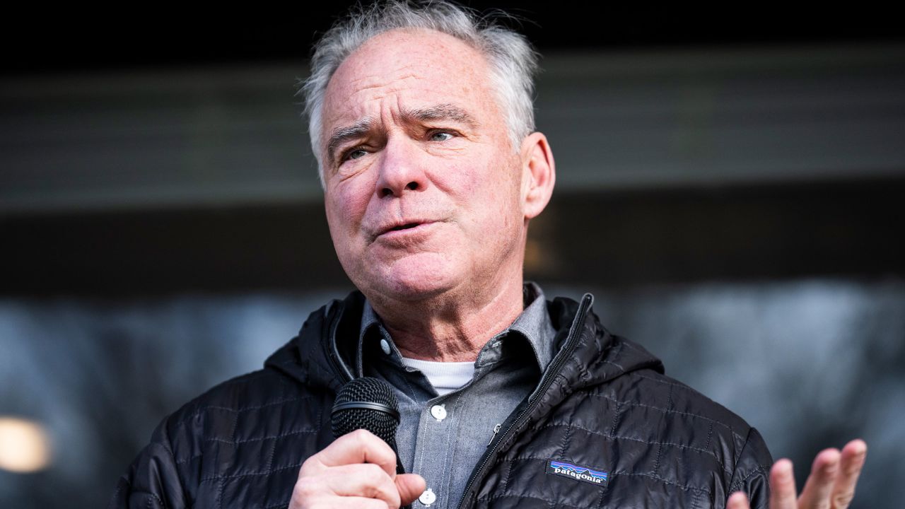 UNITED STATES - DECEMBER 17: Sen. Tim Kaine, D-Va., speaks during a canvassing event for State Sen. Jennifer McClellan, D-Va., candidate for Virginia's 4th Congressional District, in the North Side of Richmond, Va., on Saturday, December 17, 2022. McClellan is running to fill the seat of the late Rep. Donald McEachin, D-Va. 