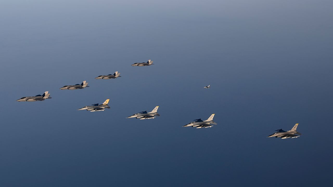 South Korean and US jets take part in a joint air drill on Nov. 18, 2022. 