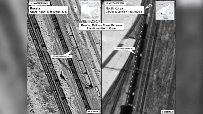 The US has released newly declassified photos of Russian railcars traveling from Russia to North Korea and back in November, in what the US believes was the initial delivery of infantry rockets and missiles for use by the mercenary organization Wagner Group in Ukraine. 