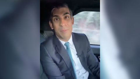 Sunak appears to not be wearing his seat belt in this screen grab taken from a social media video on January 19, 2023.