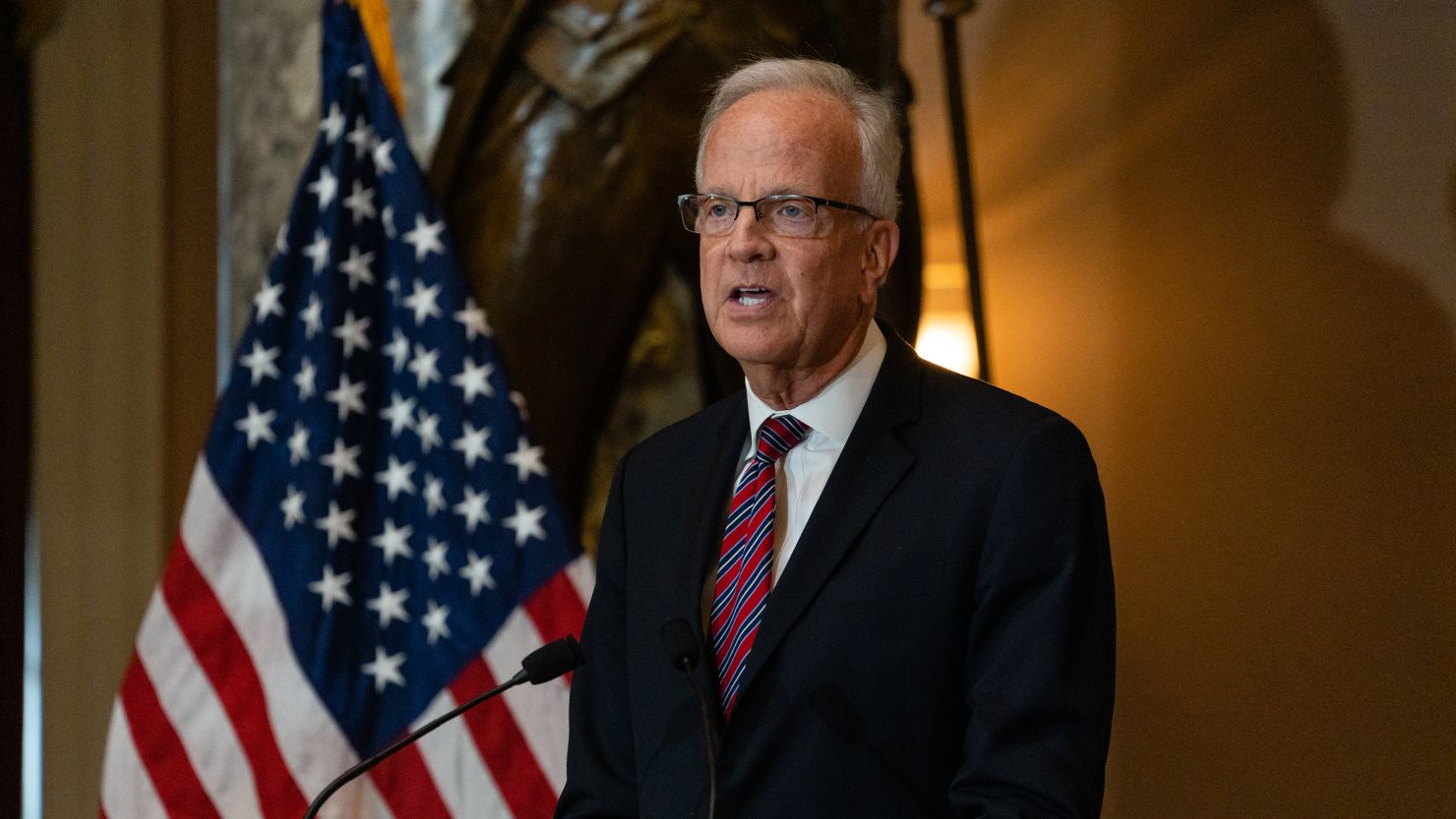 Kansas Sen. Jerry Moran speaks during a ceremony at the US Capitol in Washington, DC, on July 27, 2022. 