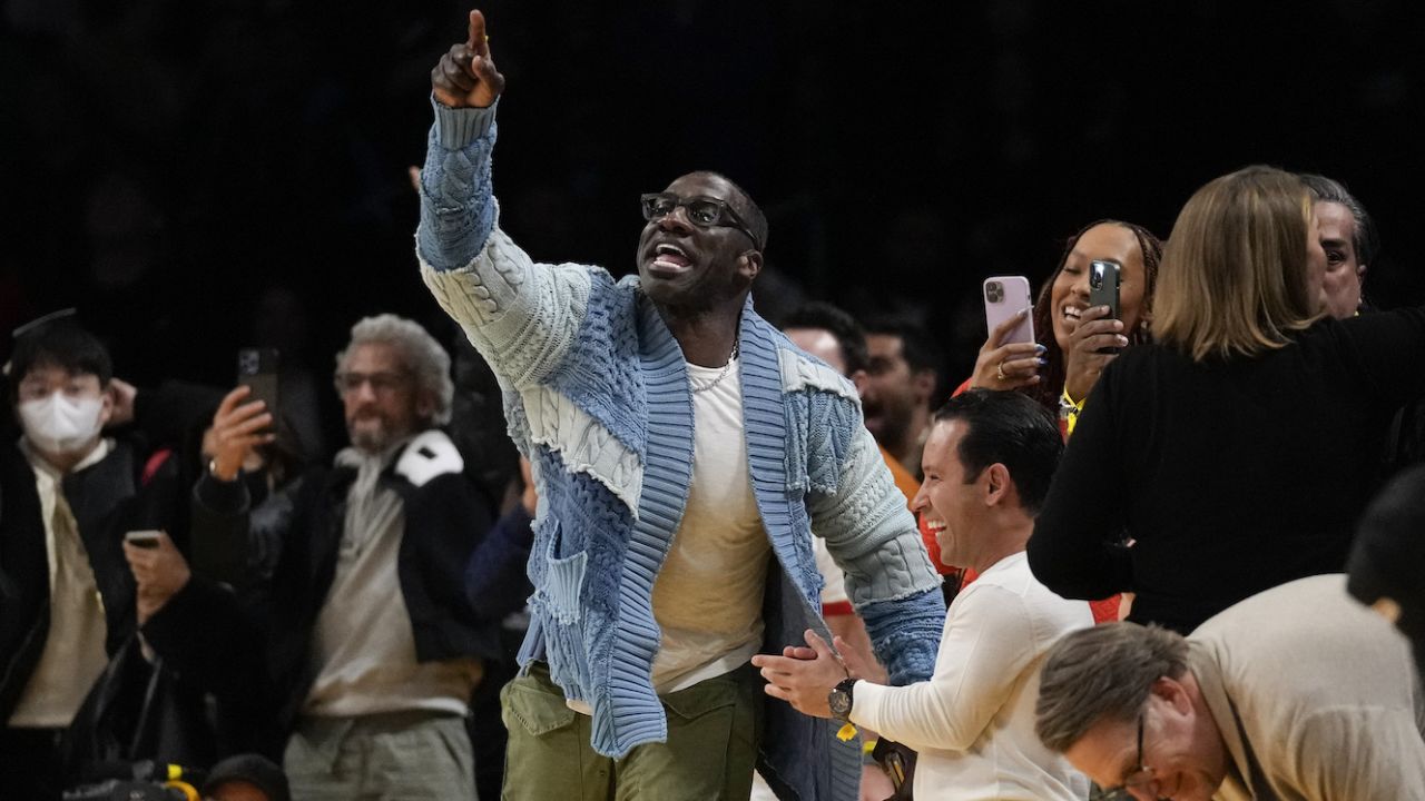 Shannon Sharpe had to be escorted off the court at half-time before returning for the third quarter.