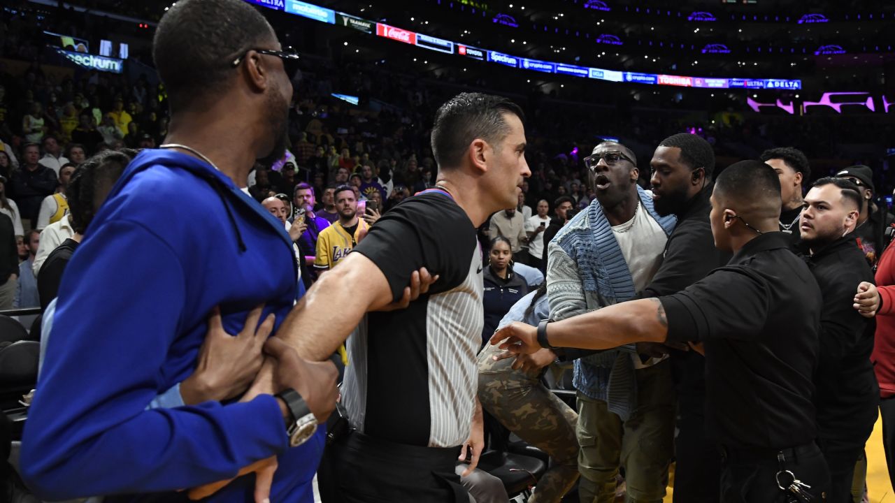 The men were seperated by referees and security.