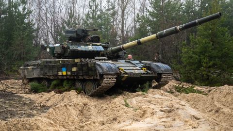 Soviet-era T-72s, seen during exercises near Pripyat on Friday, are plentiful but no match for  more modern tanks.